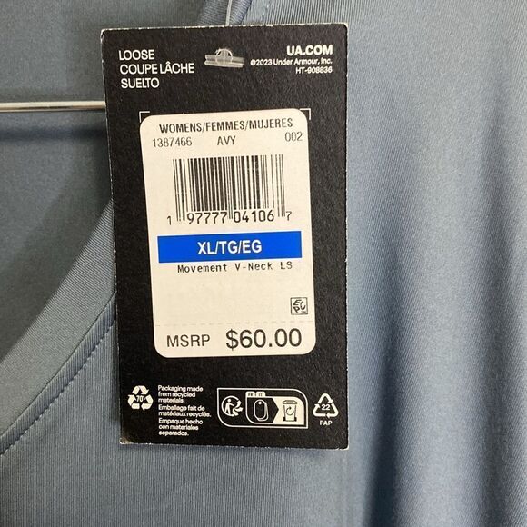 Womens under armor movement v-neck Long sleeves cropped size XL blue gray - Picture 3 of 6